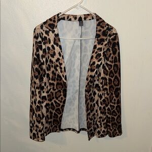 SHEIN Brown and Black Leopard Print Suit Jacket